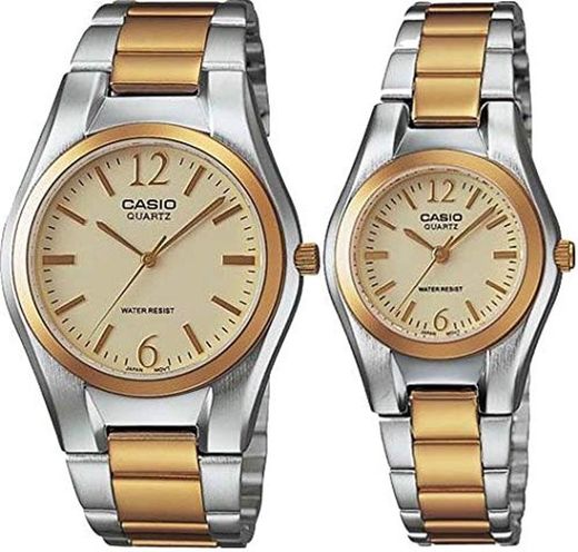 MTP/LTP-1253SG-9A Pareja de Relojes Él & Ella - Reloj analógico de Cuarzo