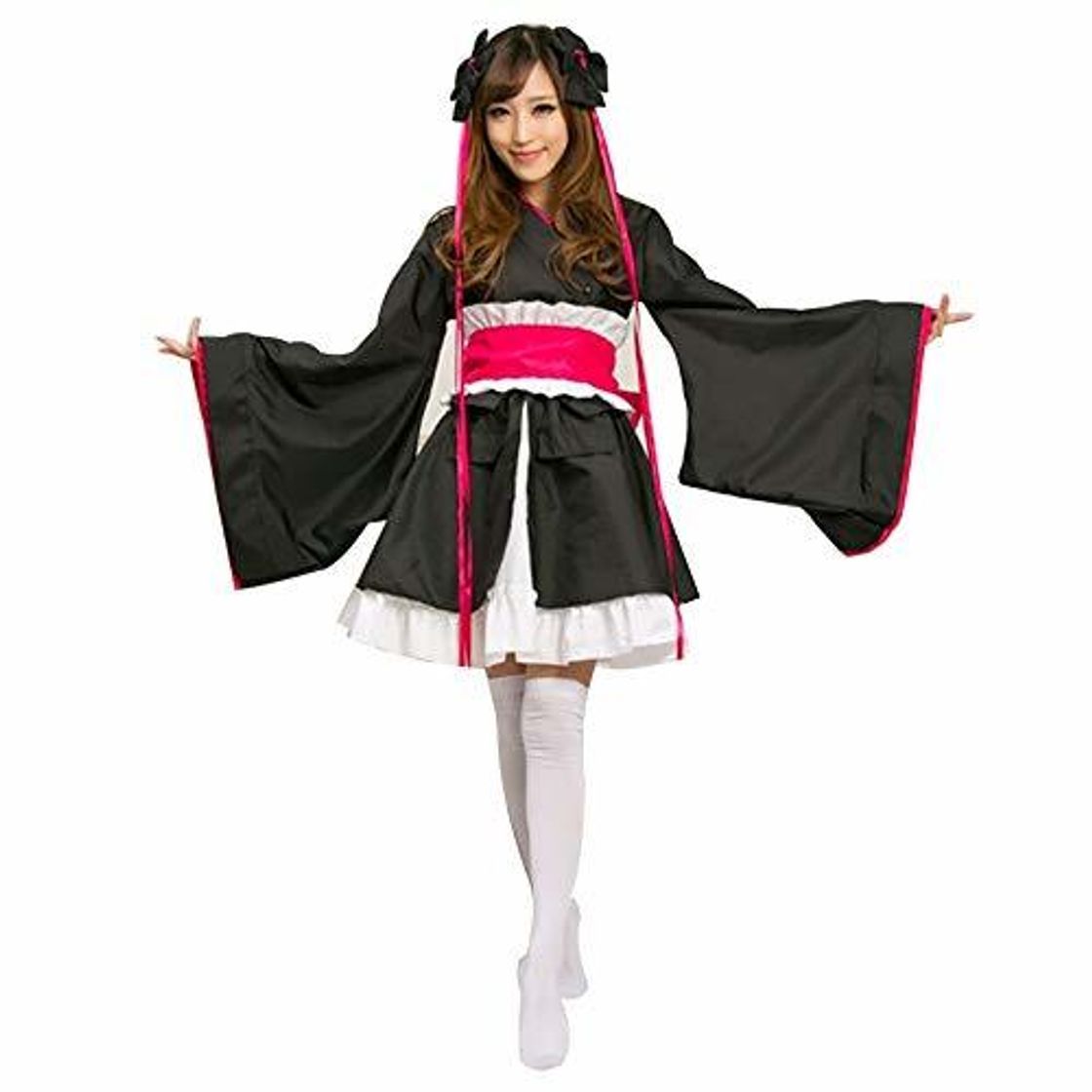 Moda Mujeres Traje de Criada Tradicional Japonesa Kimono Flores de Cerezo Anime Cosplay