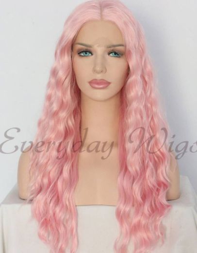 Peluca rosa lace front