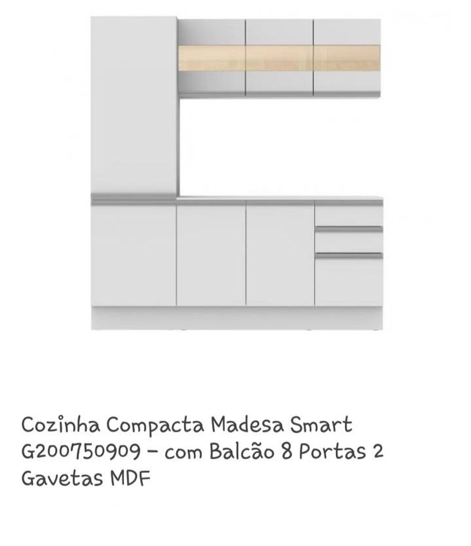 Fashion Cozinha Compacta Madesa Smart c/ Balcão 8 Portas em MDF