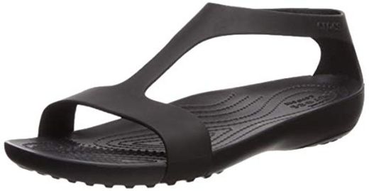 Crocs Serena Sandal Women, Sandalias de Punta Descubierta para Mujer, Negro Black