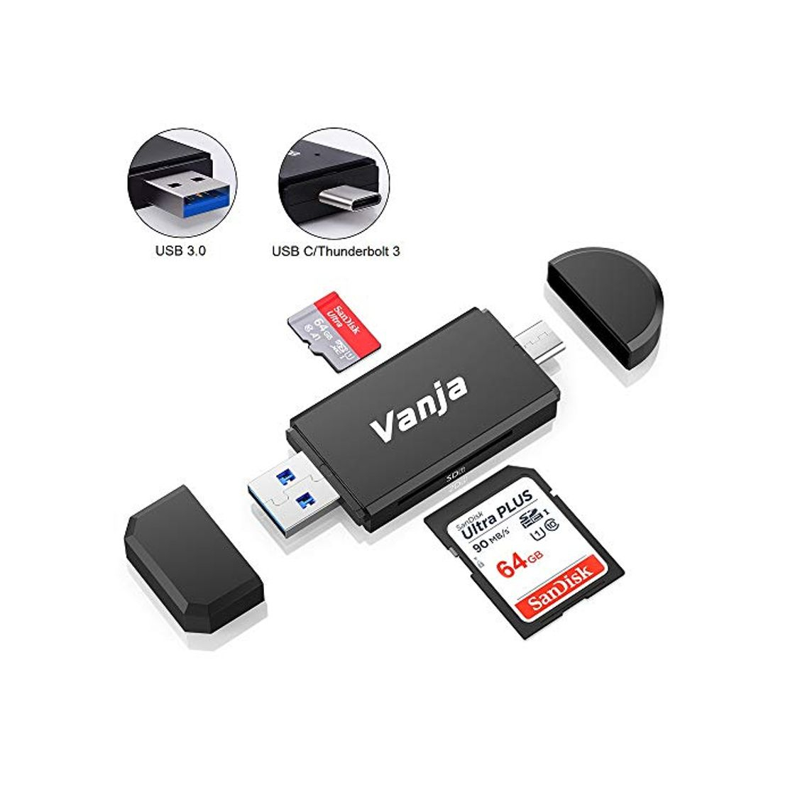 Producto Vanja USB 3.0 Lector de Tarjetas, USB Tipo C SD