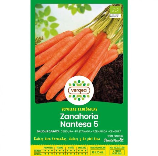 Semillas ecológicas de Zanahoria Nantesa