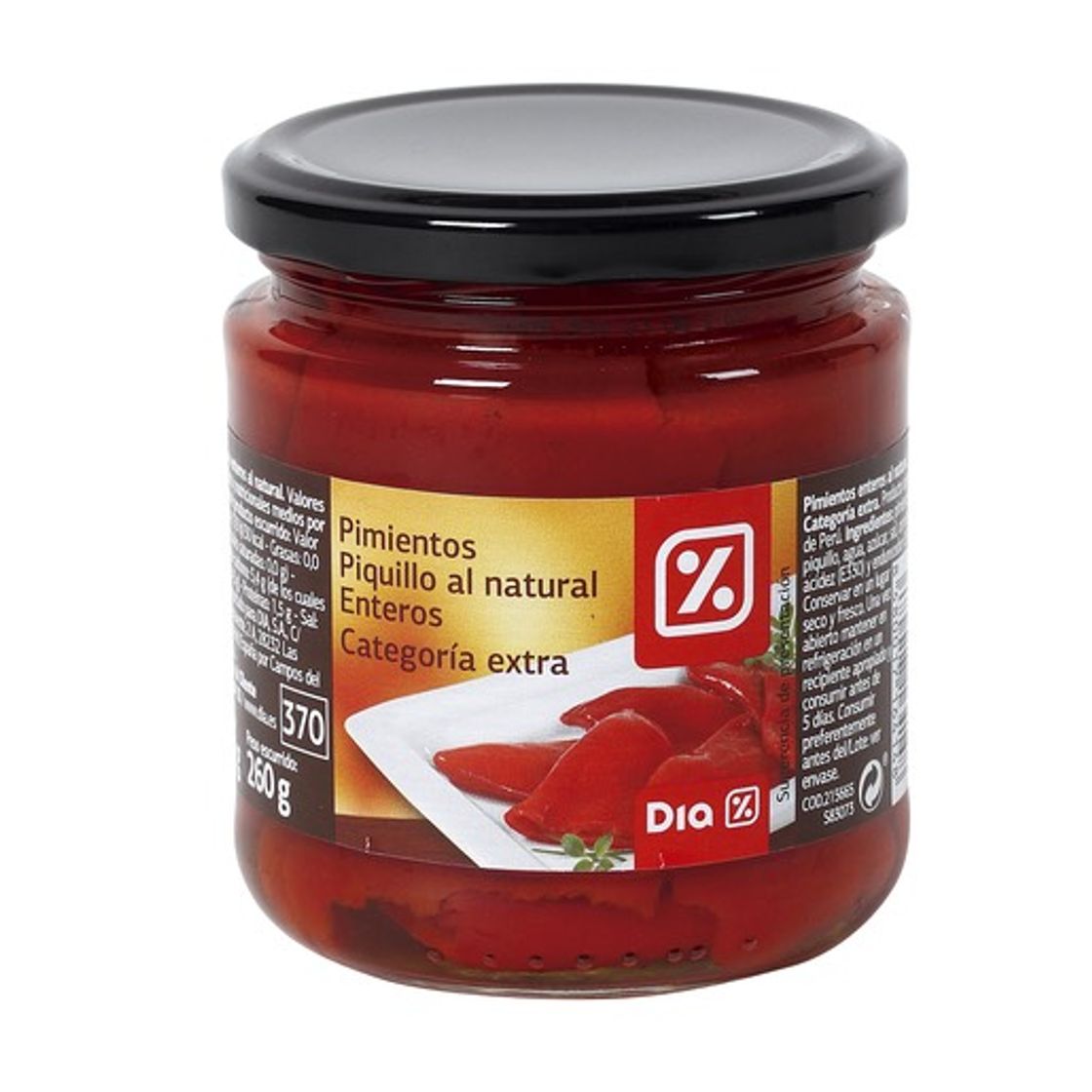 Moda DIA pimientos del piquillo al natural enteros extra frasco 260 gr