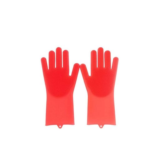 Luvas de Silicone para Lavar Louça Vermelho