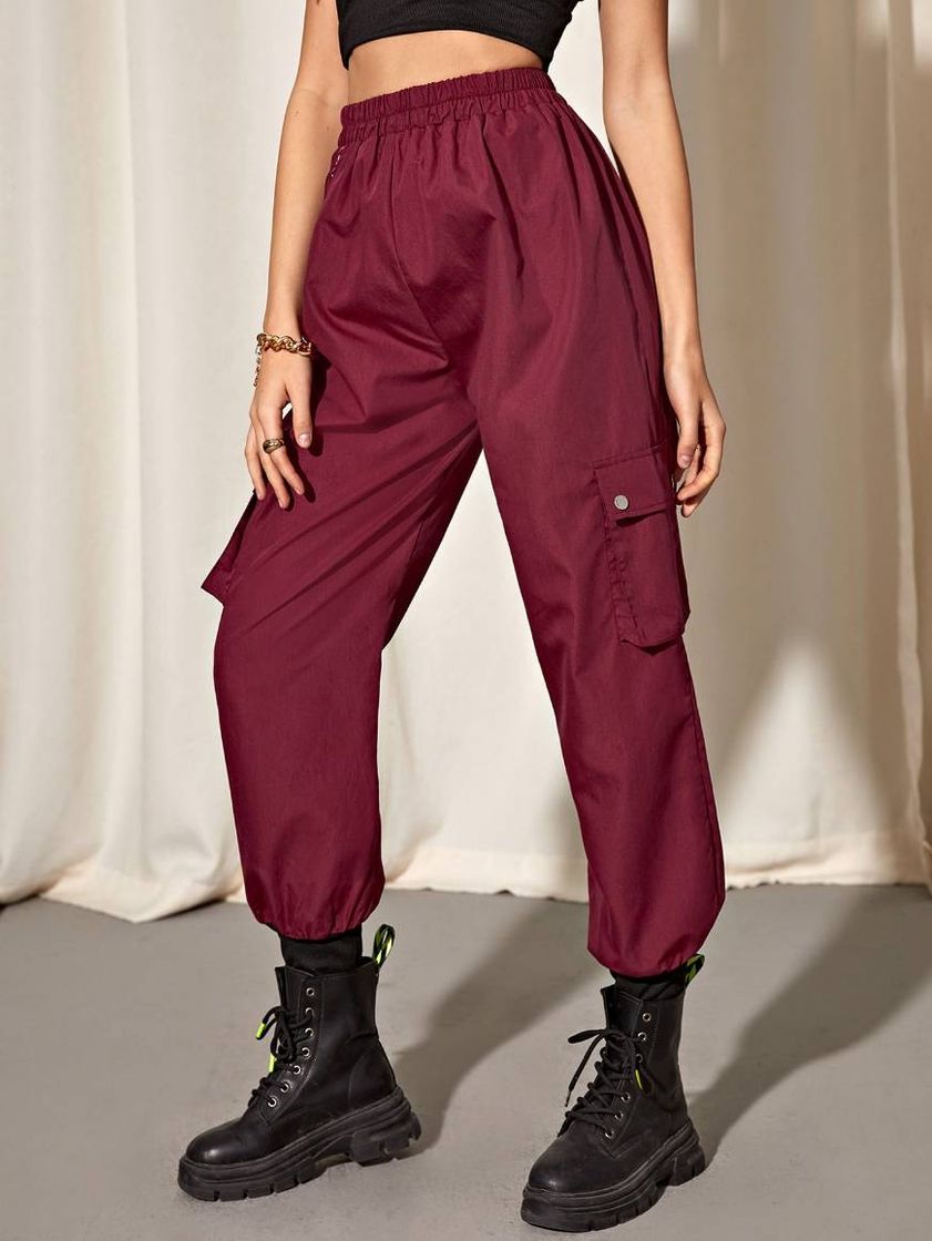 Fashion Calça Cargo Vinho - Shein