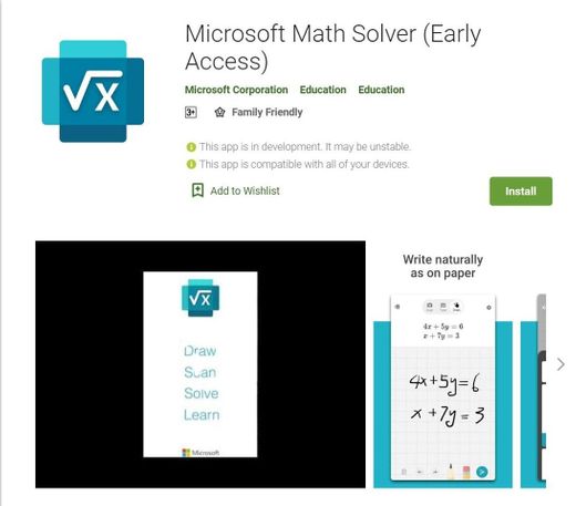 Solucionador de Matemática da Microsoft