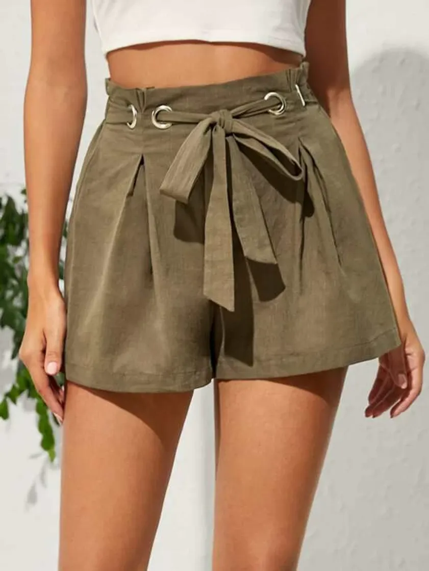 Moda Grommet Eyelet Belted Wide Leg short USA