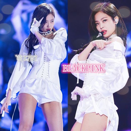 kpop Blackpink JENNIE same White long sleeve shirt women stage ...