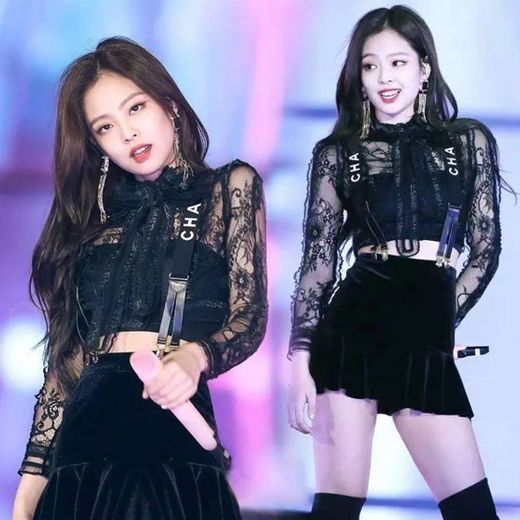 kpopBLACKPINKJENNIECasualBlacklaceshortskirtsetWomenTwoPiece