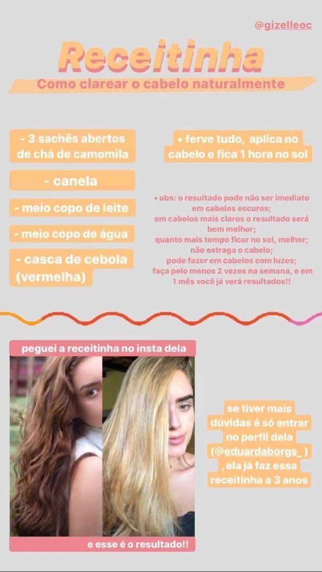 Moda Receitinha para clarear o cabelo 