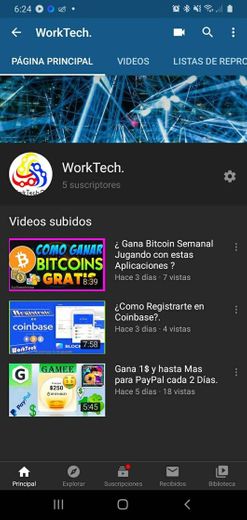 Mi Canal de YouTube tengo aplicaciones para ganar dinero.