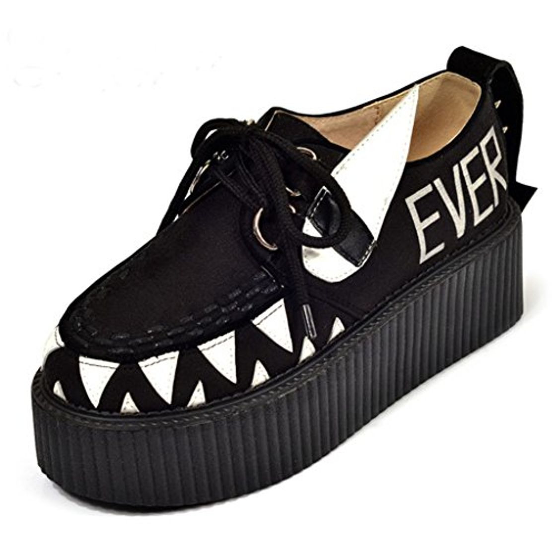 Fashion RoseG Mujer Zapatos Plataforma Gótico Punk Creepers Cordones Negro Size42