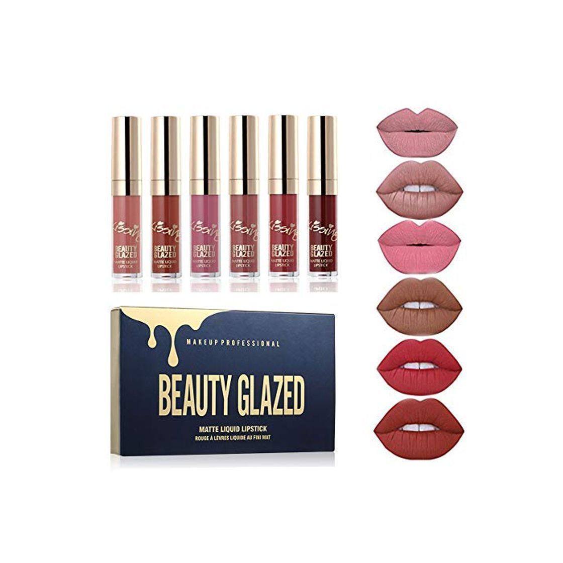 Social Beauty Sexy 6PCS/brillo de labios mate Sexy líquido Lipstick impermeable larga duración