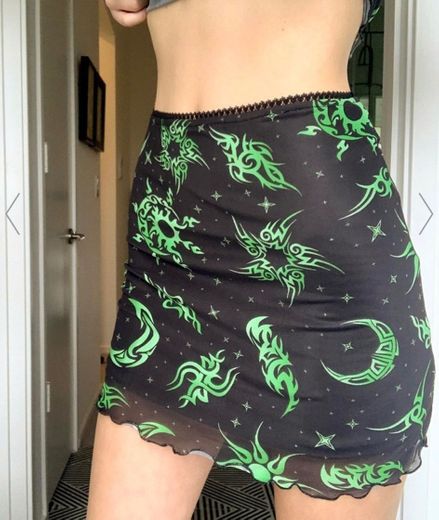 Horoscopez Celestial Tattoo Print Mesh Skirt 