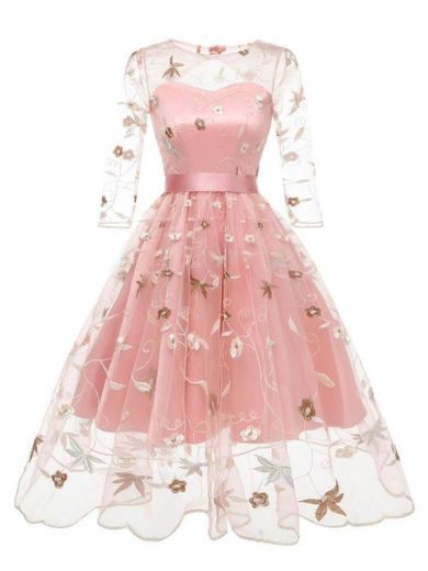 Vestido floral vintage pink