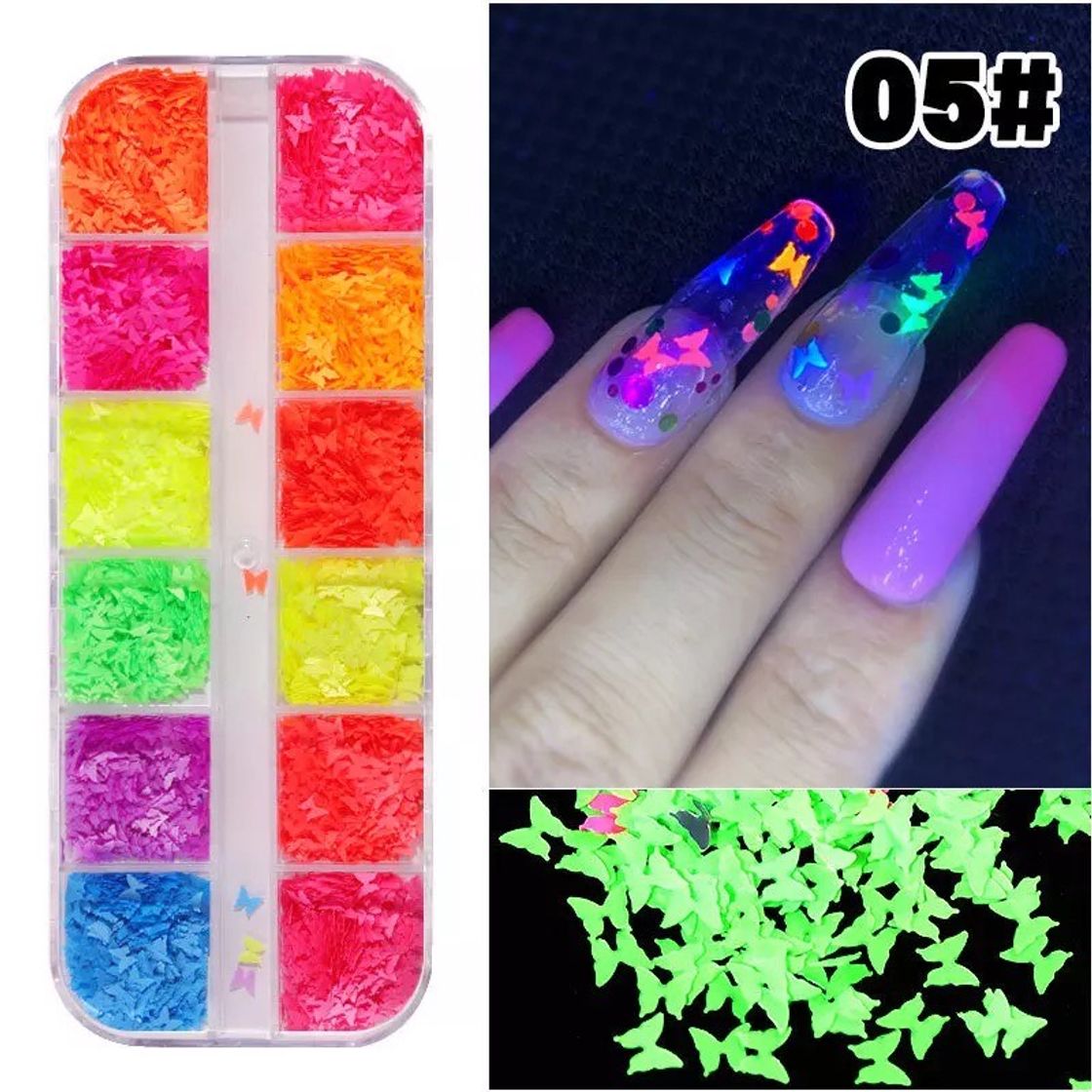 Fashion Mariposas para uñas 🙉🙈🙊glow in the dark