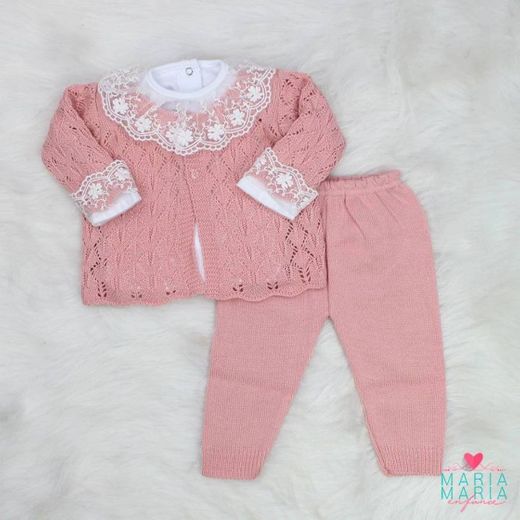 Conjunto Casaco Croche Regata Pink E Branco - Maria Maria ...