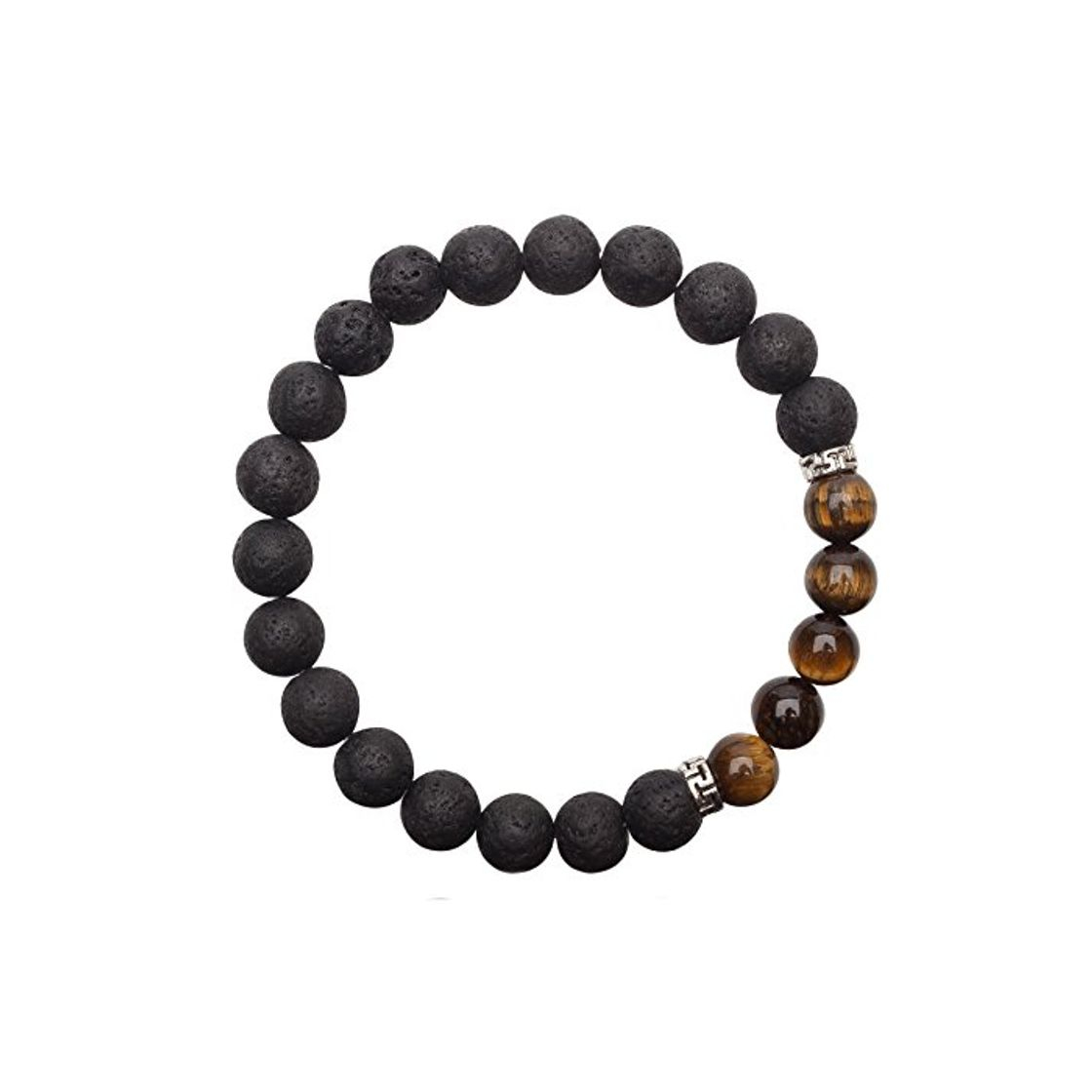 Producto Unique pulsera de perlas lava y Ojo de tigre 8mm grado AAA banda elástico UNISEX 16cm para 18cm