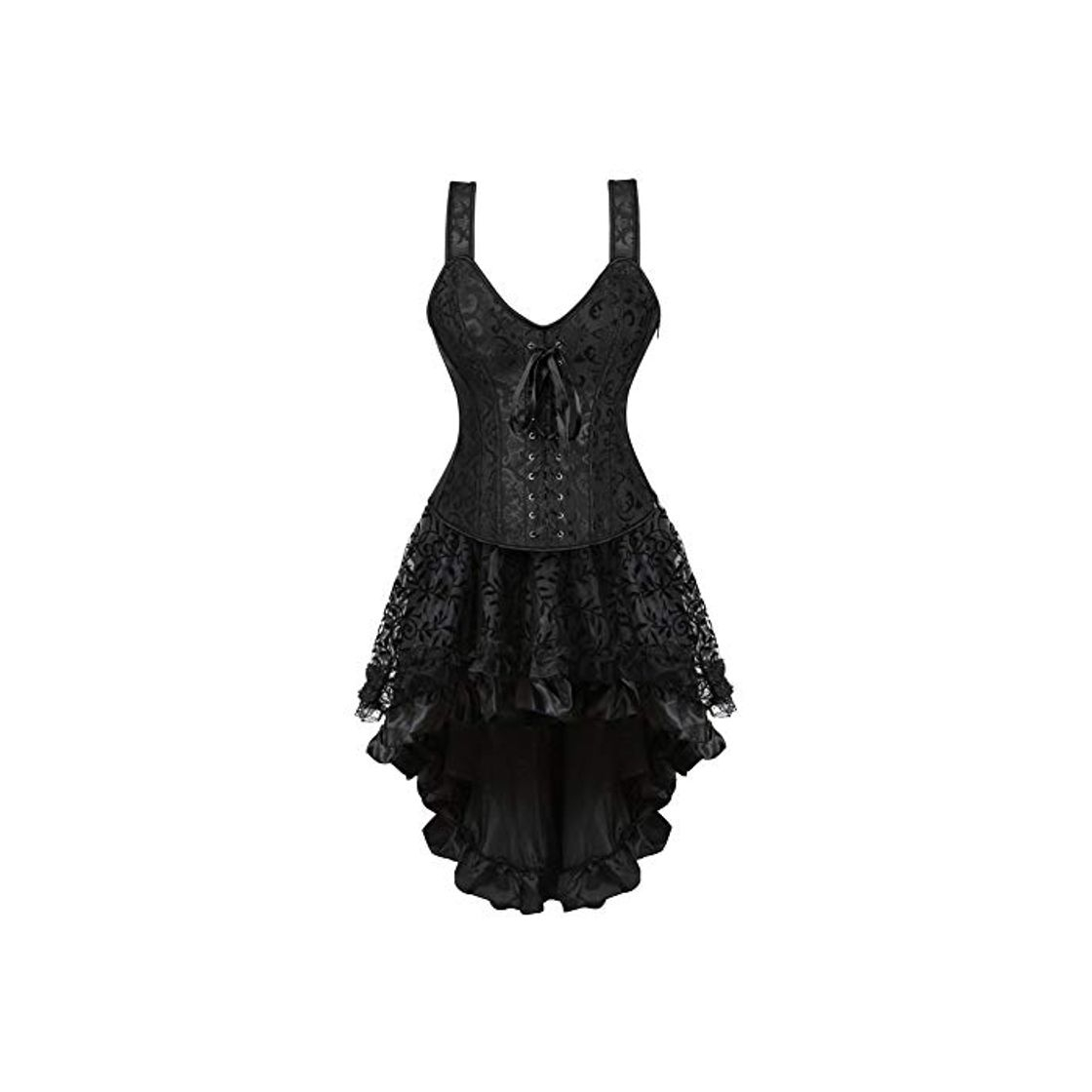 Producto jutrisujo Bustier Encaje Mujer Corset Falda Tutu Conjunto Sexy Talla Grande Burlesque Elegante Vintage Fiesta Vestido Negro XL