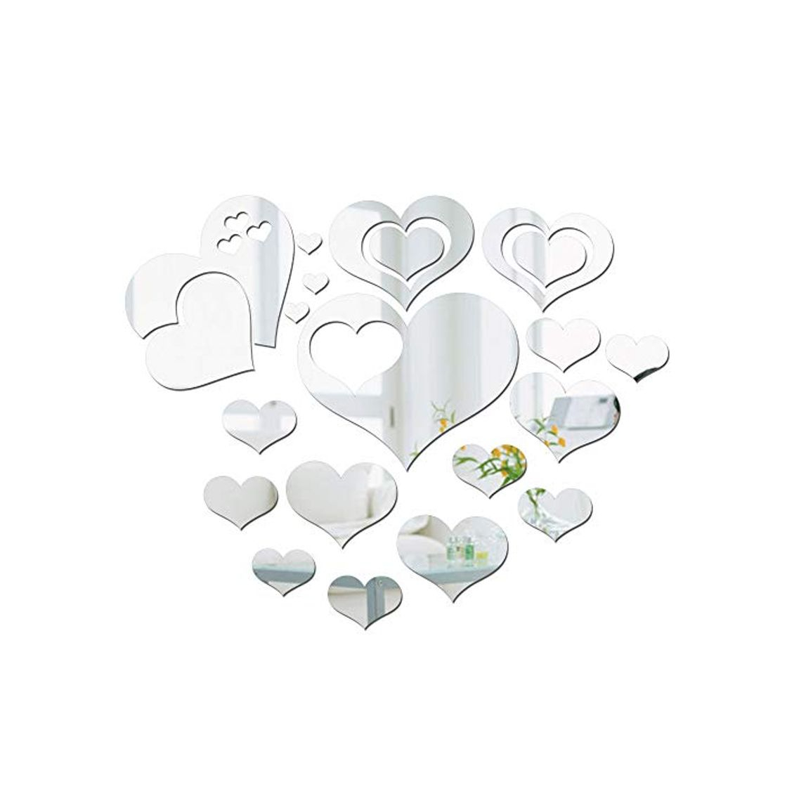 Social 21pcs Etiqueta de la Pared del Espejo Acrílico Pegatinas de Pared Decorativo