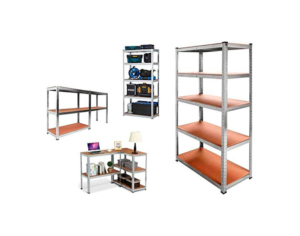 Social Estantería Metálica Galvanizada 875kg 5 Baldas Medidas 180 x 90 x 40cm