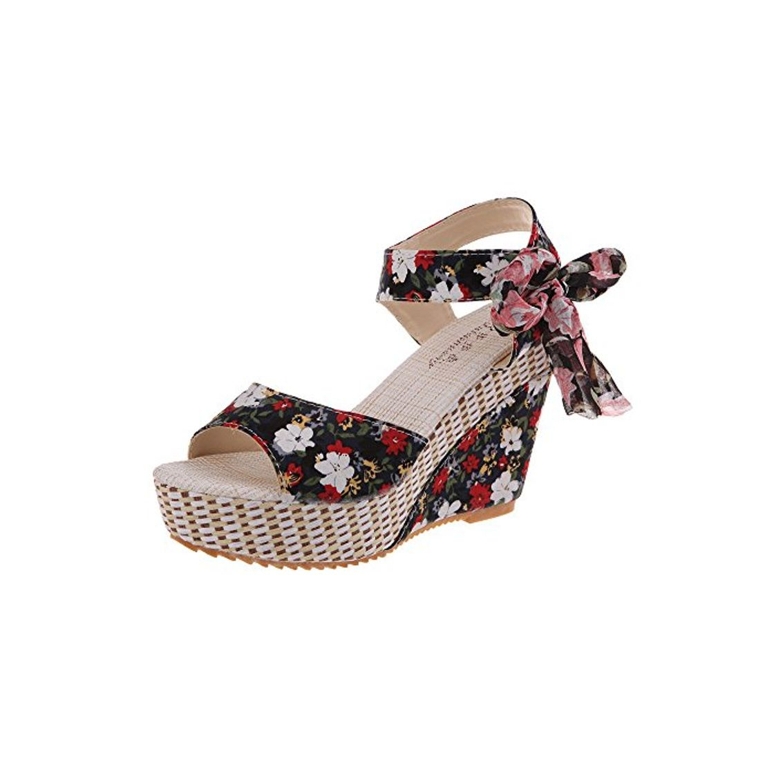 Product Wyxhkj Sandalias Cuñas Mujer Flor Sandalias De Tacón Alto Con Cordones Sandalias Plataforma Peep Toe Sandalias Bohemias Boca De Pescado Zapatos Romanos Playa Zapatillas De Cuña Niña