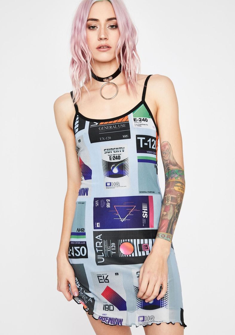 Moda Current Mood VCR Print Mesh Dress - Multi | Dolls Kill