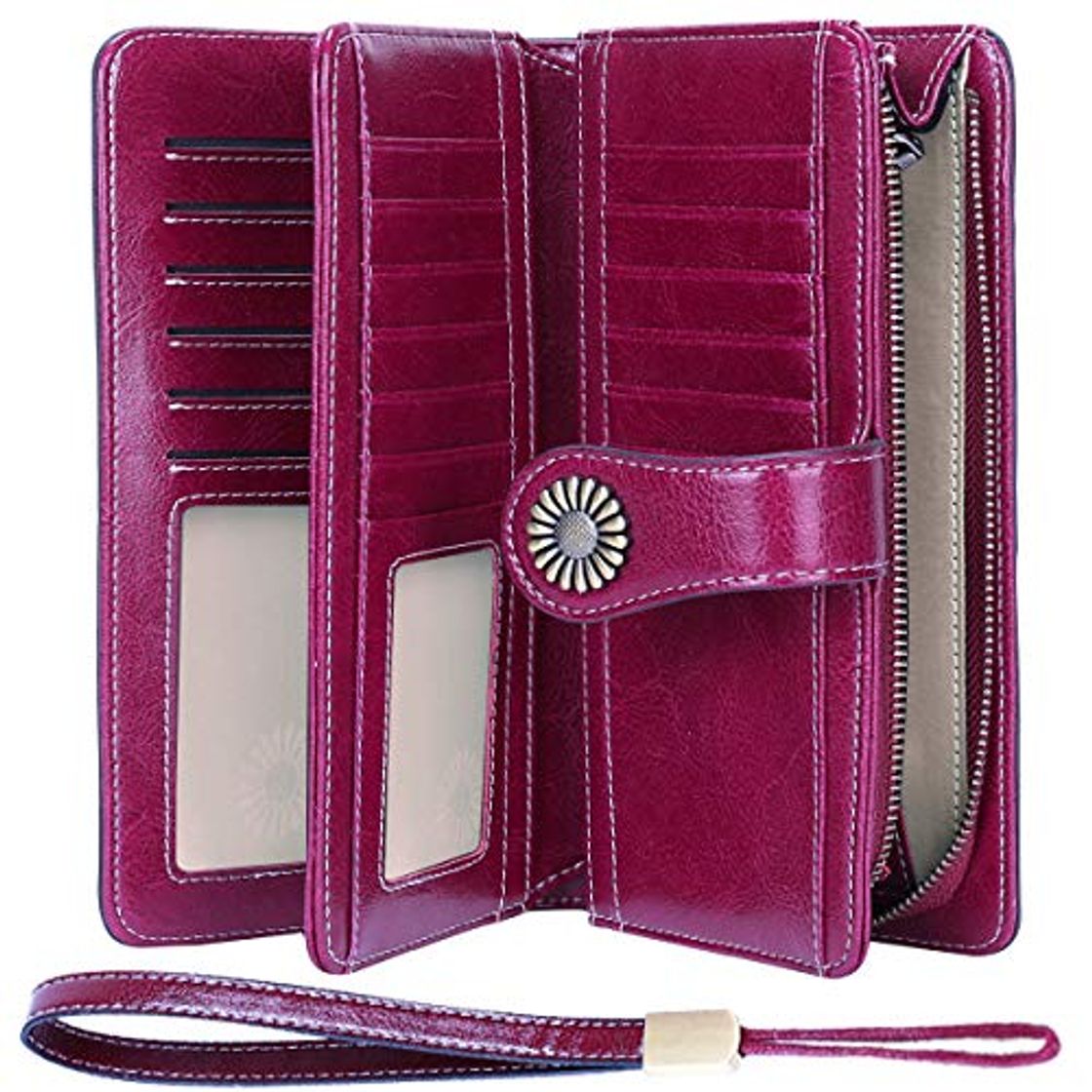 Producto Cartera Cuero Mujer Bloqueo RFID Monedero Piel Mujer Grande con Muchos Bolsillos,