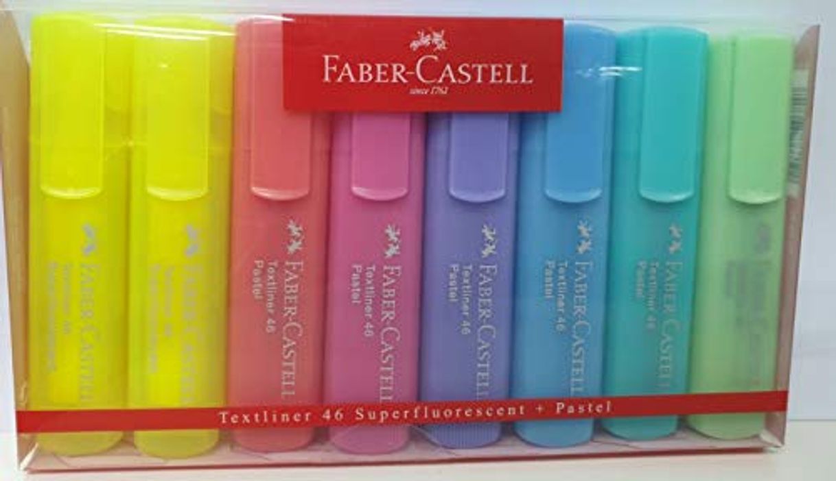 Product Faber-Castell 154681 - Estuche con 8 marcadores fluorescentes tonos pastel y 2