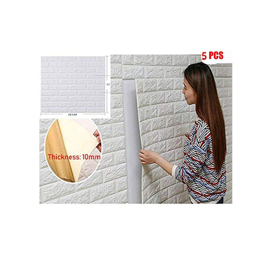 Social 5 piezas 77*70cm 3D Ladrillo Pegatina Pared Autoadhesivo Panel Pared Impermeable