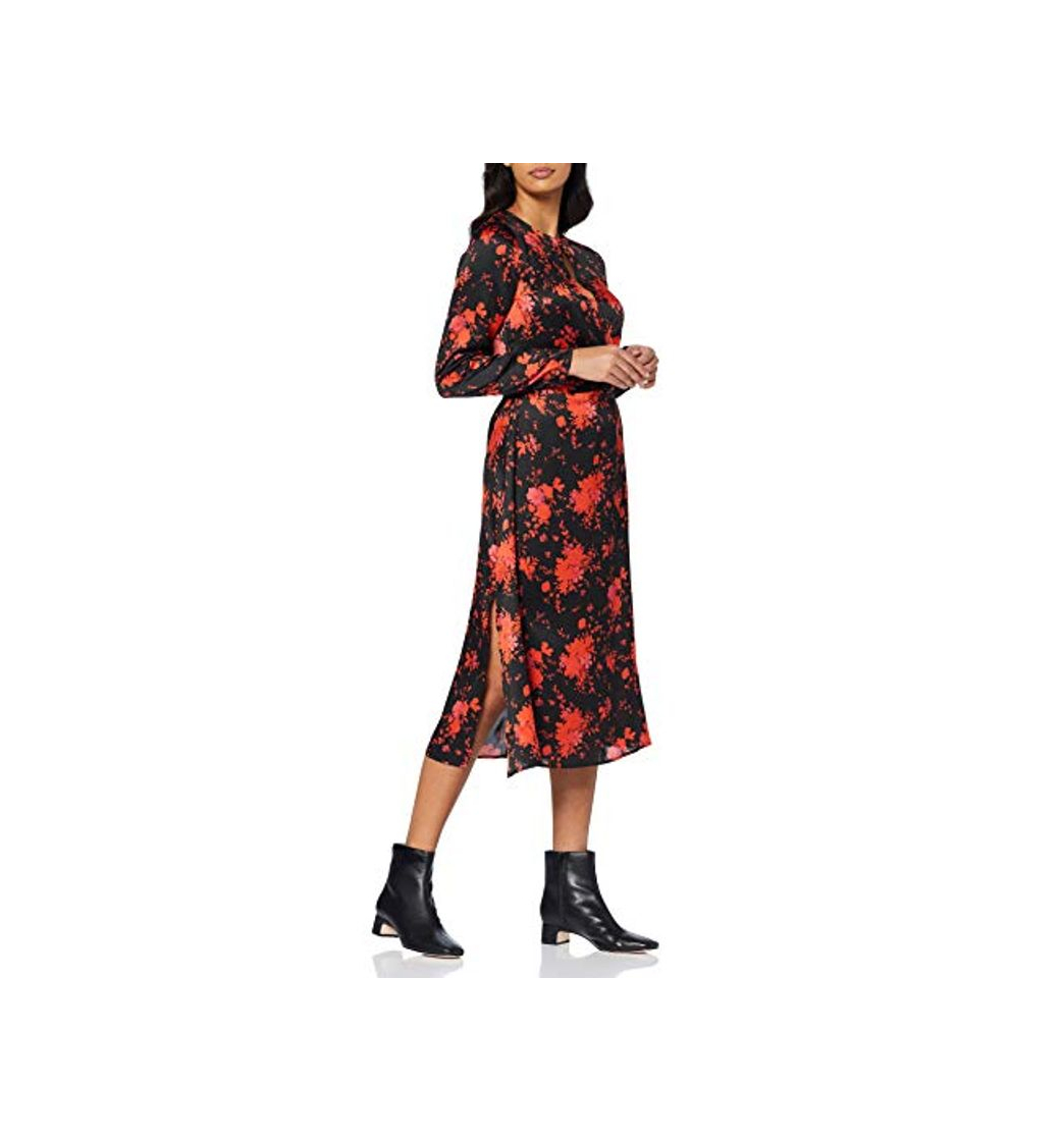 Social Marca Amazon - find. Vestido Midi Evasé de Flores Mujer, Multicolor