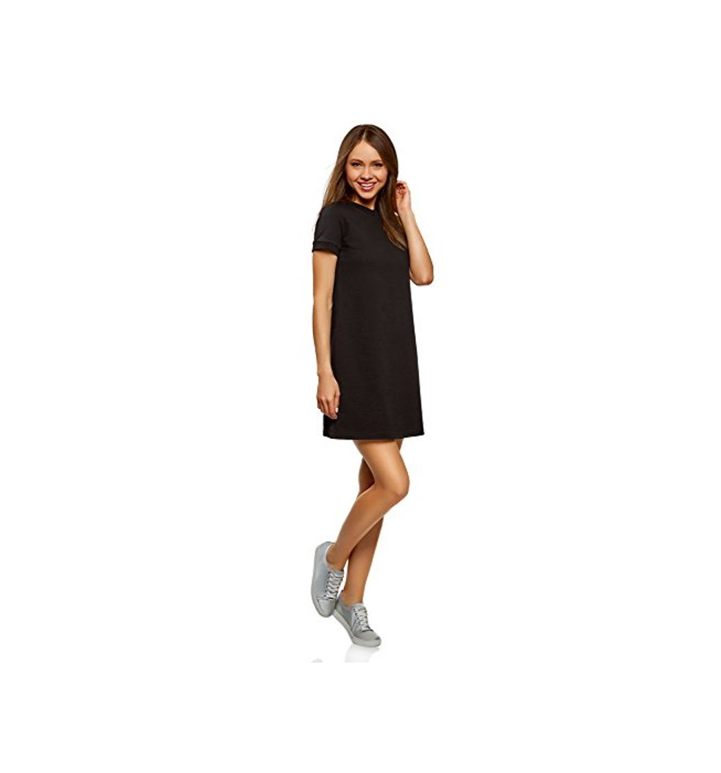 Social oodji Ultra Mujer Vestido Holgado de Punto, Negro, ES 44