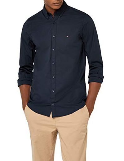 Tommy Hilfiger Core Stretch Slim Poplin Shirt Camisa, Azul