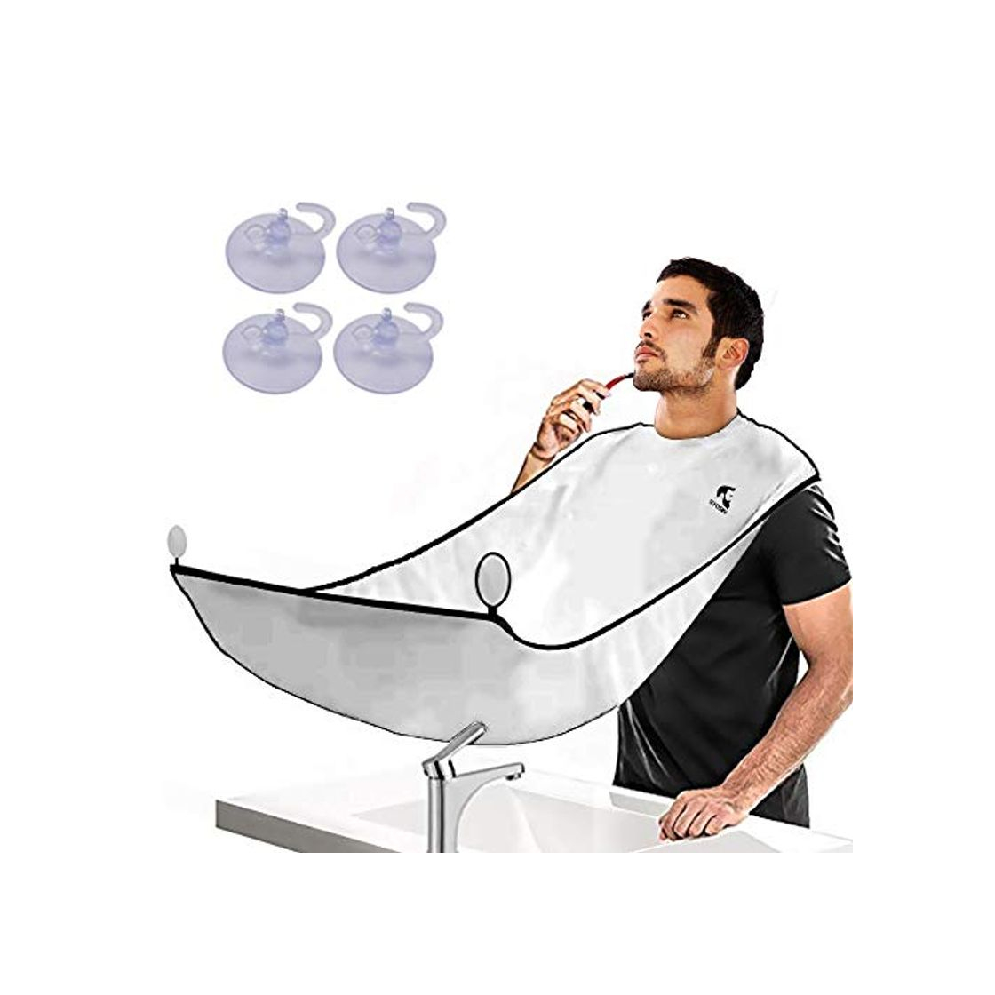 Social Delantal de barba para afeitar y recortar con ventosa y delantal impermeable