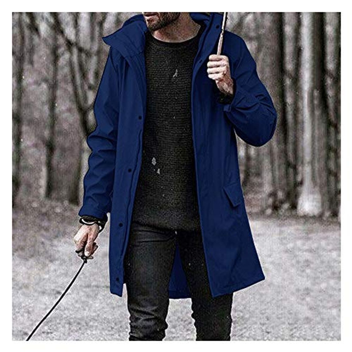 Fashion Jichuo Ocasional de la capa de la cremallera chaquetas rompevientos nuevo de la manera del foso Hombres Abrigo sólido chaqueta larga del otoño del invierno de los hombres Casaco Masculino Moda masculi