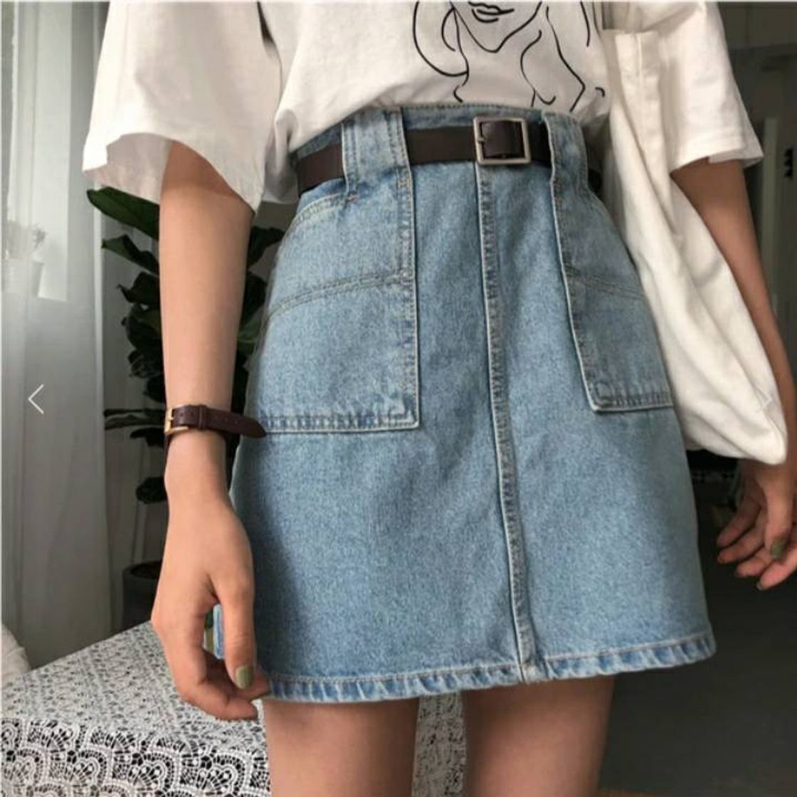 Moda saia mom jeans cloud bye