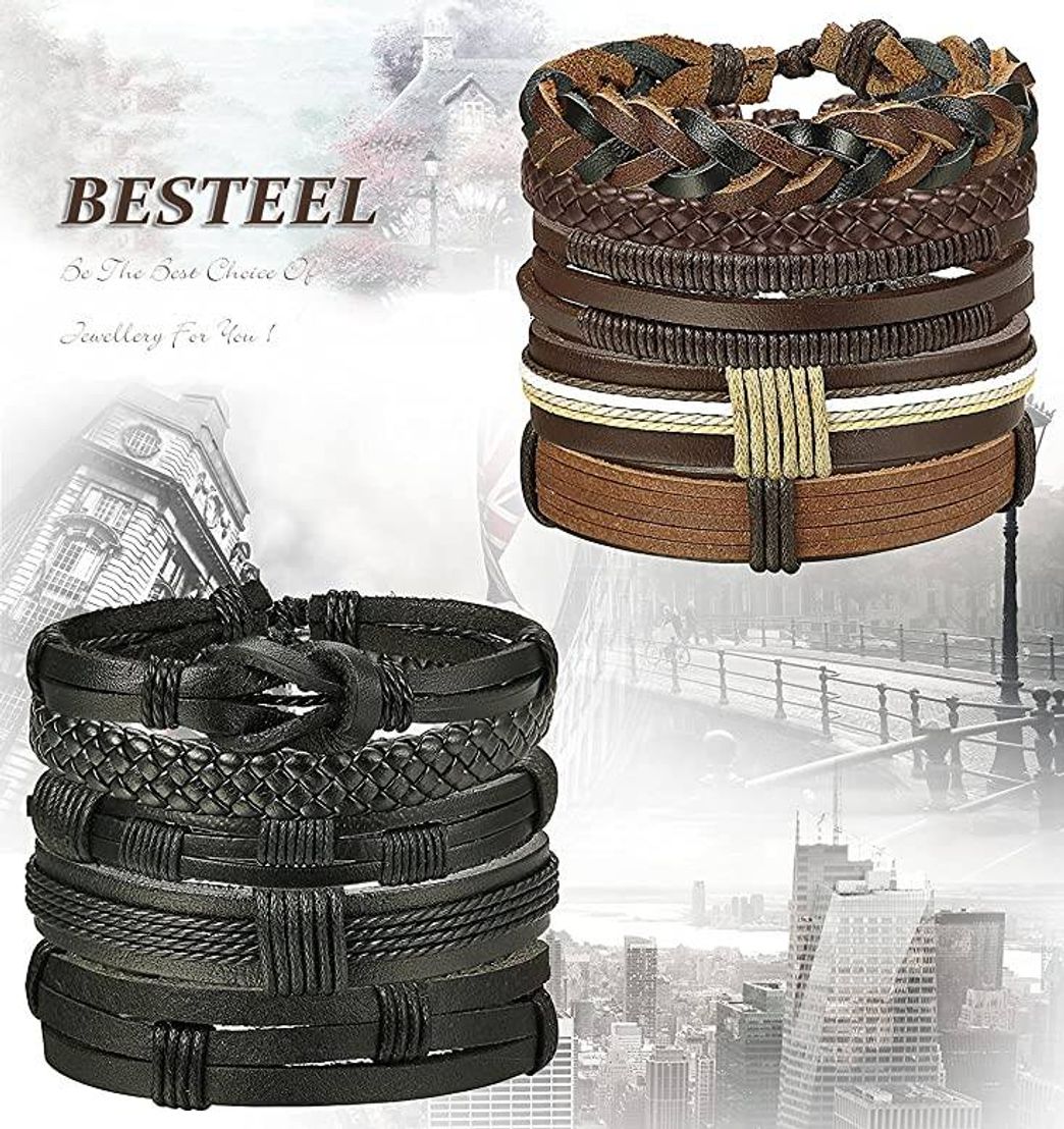 Social Pulseras de cuero BESTEEL😍