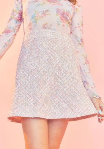 Plus Size Sugar Thrillz Tweed A-Line Mini Skirt - Pastel Pink | Dolls Kill