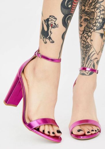 Metallic Ankle Strap Sandals - Pink | Dolls Kill
