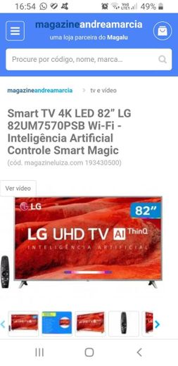 Smart TV 4K LED 82” LG 82UM7570PSB Wi-Fi - Inteligência Arti
