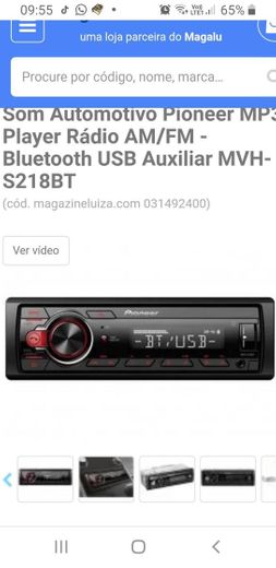 Som Automotivo Pioneer MP3 Player Rádio AM/FM - Bluetooth US