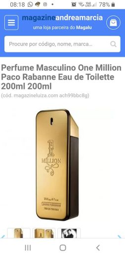 Perfume Masculino One Million Paco Rabanne Eau de Toilette 2