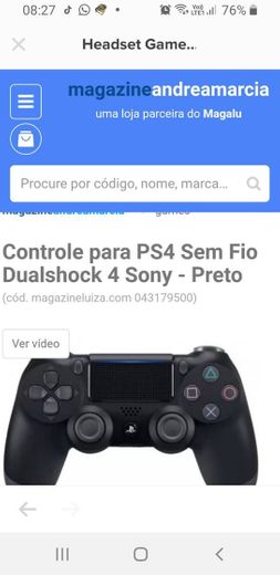 Controle para PS4 Sem Fio Dualshock 4 Sony - Preto

