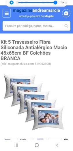 Kit 5 Travesseiro Fibra Siliconada Antialérgico Macio 45x65c