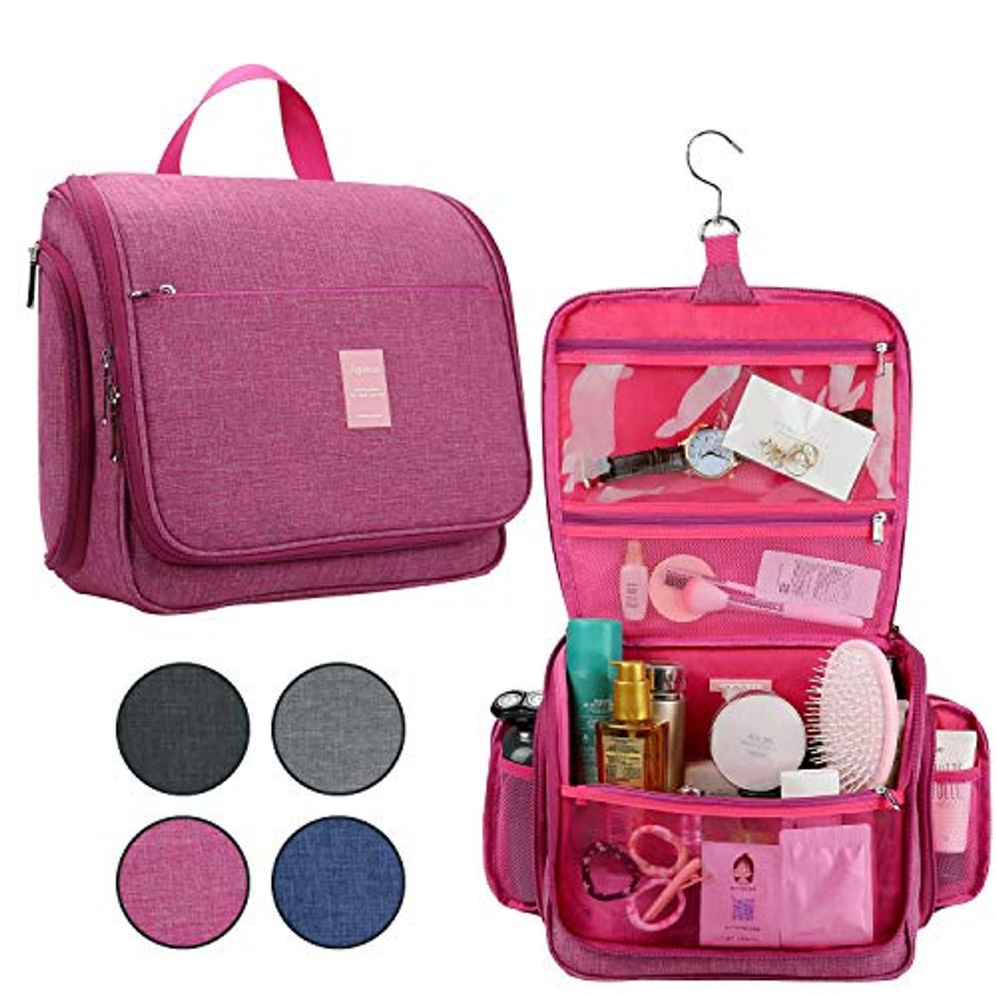 Producto Neceser de Viaje para Colgar Damas y Hombres Japoece Bolsa cosmética impermeable para el hogar de gran capacidad Bolsa de maquillaje personal Ejercicio físico vacaciones viaje de negocios（Rosa roja）