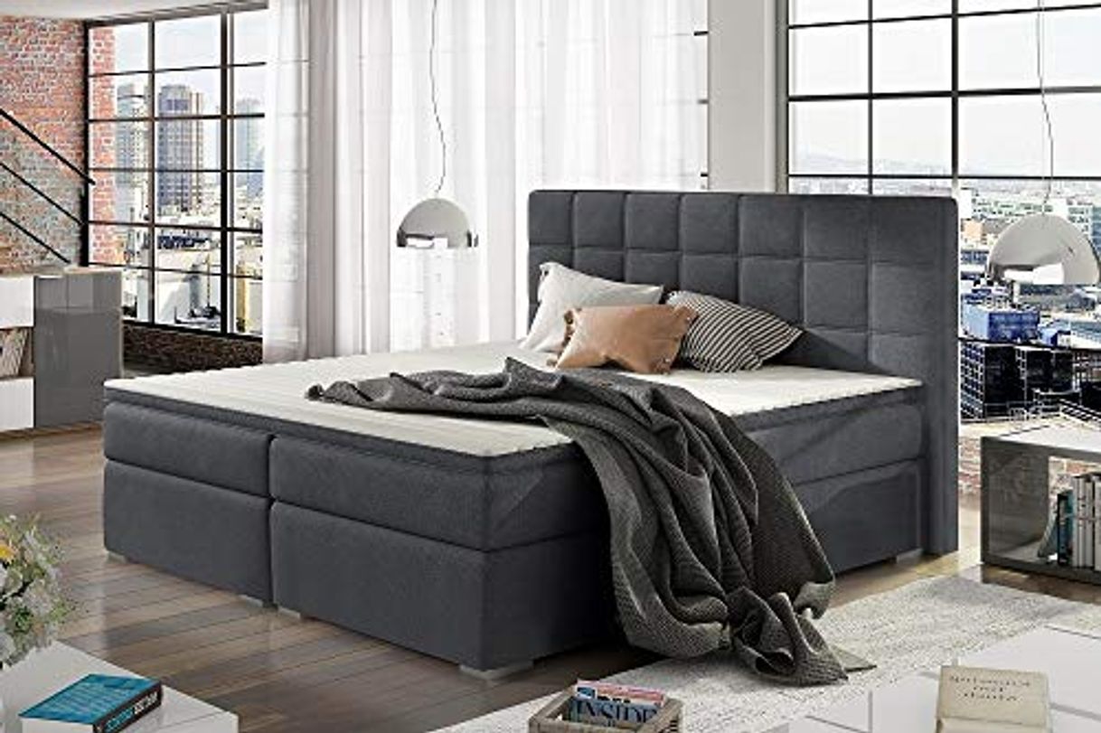 Don Baraton anticrisis.net Cama Doble boxspring con almacenaje, colchón, Topper y cabecero