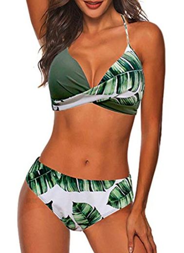 CheChury Bikini Mujer Elegante Traje de Baño Conjunto Bañador Estampado Bañador Halter