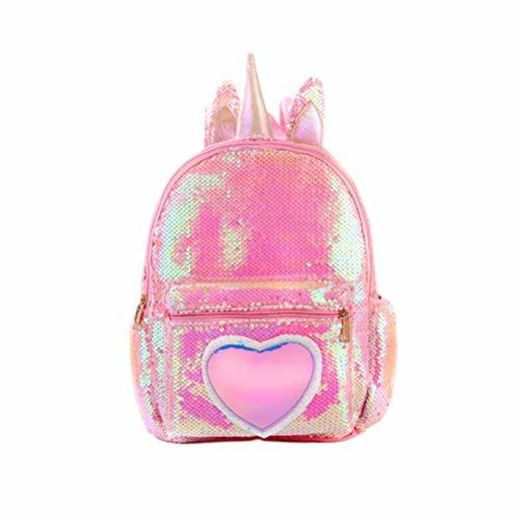 TENDYCOCO Kids Unicorn Sequins Backpack Cute Cartoon School Bag Satchel for Girls-Pink