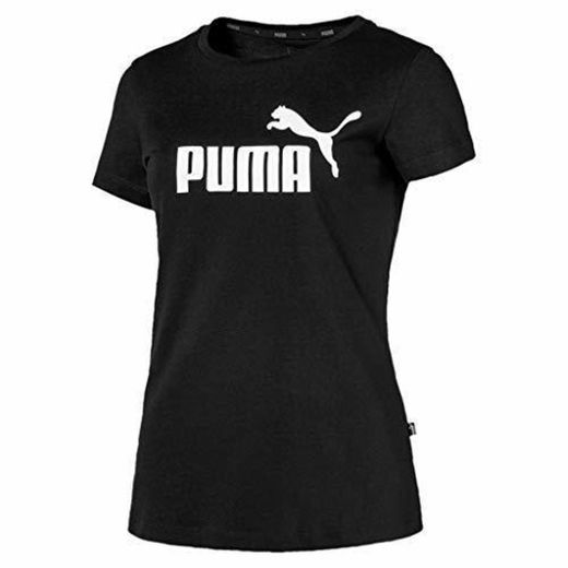 PUMA ESS Logo tee Camiseta, Mujer, Negro